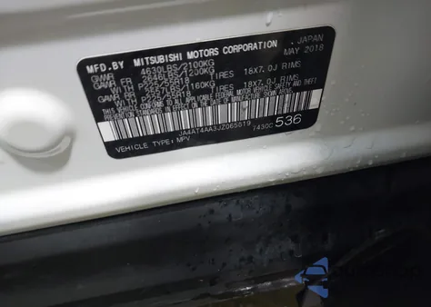 2018 Mitsubishi Eclipse Cross Le из США, поврежденный, VIN JA4AT4AA3JZ065619